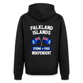 Falkland Islands - Unisex Premium Organic Zip Hoodie - black - Back - Nico (187cm)