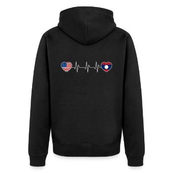 Laos - Unisex Premium Bio Zip Hoodie - Schwarz - Hinten - Nico (187cm)