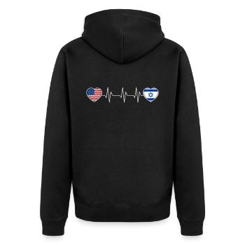 Israel - Unisex Premium Organic Zip Hoodie - black - Back - Nico (187cm)