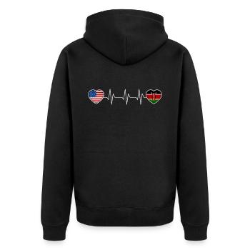 Kenia - Unisex Premium Bio Zip Hoodie - Schwarz - Hinten - Nico (187cm)