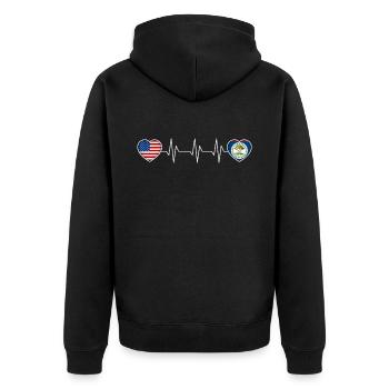 Belize - Unisex Premium Bio Zip Hoodie - Schwarz - Hinten - Nico (187cm)