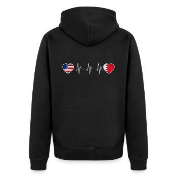 Bahrain - Unisex Premium Bio Zip Hoodie - Schwarz - Hinten - Nico (187cm)