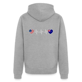 Australie - Veste à capuche bio Premium Unisexe - gris chiné - Dos - Nico (187cm)