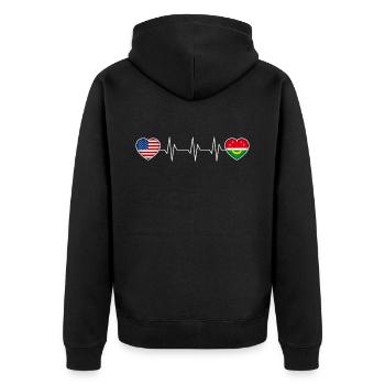 Union des Arabischen Maghreb - Unisex Premium Bio Zip Hoodie - Schwarz - Hinten - Nico (187cm)