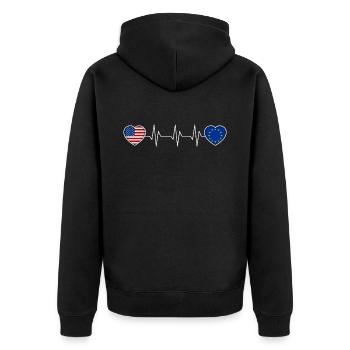 European Union - Unisex Premium Organic Zip Hoodie - black - Back - Nico (187cm)