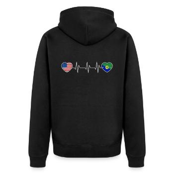 Weihnachtsinsel - Unisex Premium Bio Zip Hoodie - Schwarz - Hinten - Nico (187cm)