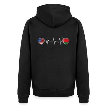 Belarus - Unisex Premium Organic Zip Hoodie - black - Back - Nico (187cm)