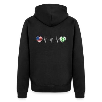 Padanien - Unisex Premium Bio Zip Hoodie - Schwarz - Hinten - Nico (187cm)