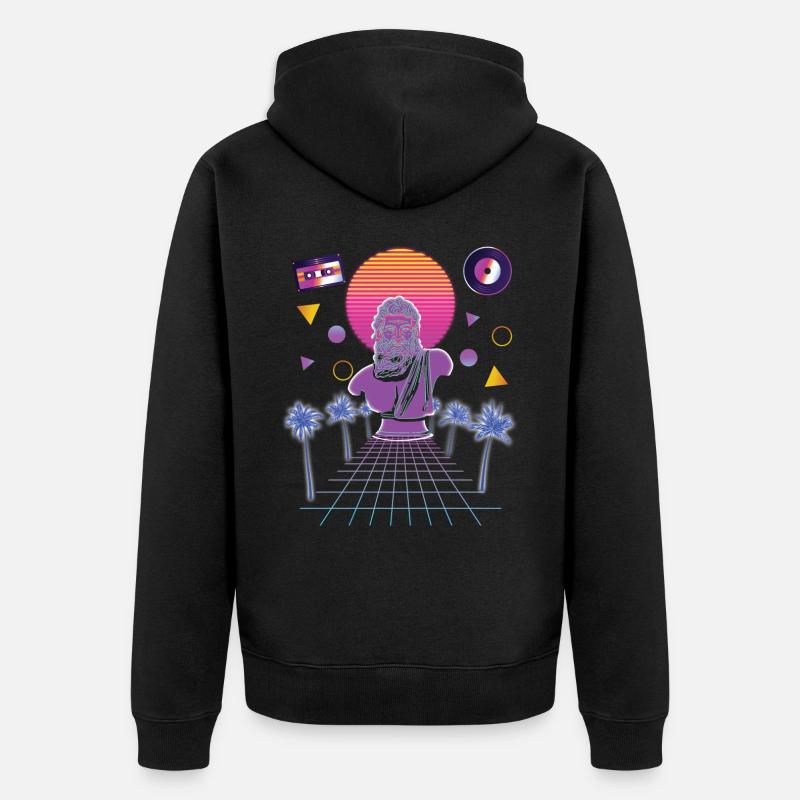 Rétro 80s Vaporwave - Veste à capuche bio Premium Unisexe - noir