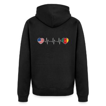 Cameroon - Unisex Premium Organic Zip Hoodie - black - Back - Nico (187cm)