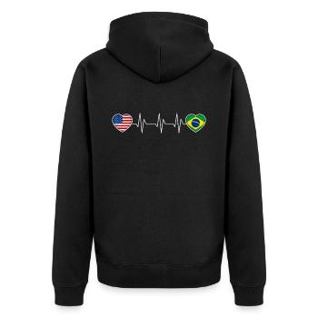 Brazil - Unisex Premium Organic Zip Hoodie - black - Back - Nico (187cm)