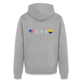 Kolumbien - Unisex Premium Bio Zip Hoodie - Grau meliert - Hinten - Nico (187cm)