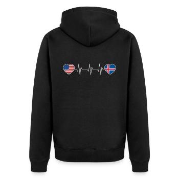 Iceland - Unisex Premium Organic Zip Hoodie - black - Back - Nico (187cm)