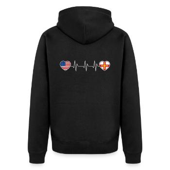 Guernsey - Unisex Premium Organic Zip Hoodie - black - Back - Nico (187cm)