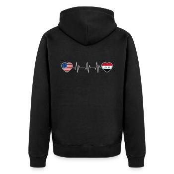 Irak - Unisex Premium Bio Zip Hoodie - Schwarz - Hinten - Nico (187cm)