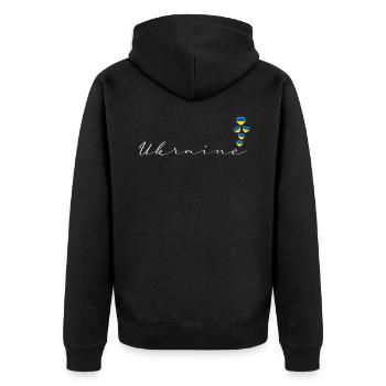 Ukraine - Unisex Premium Bio Zip Hoodie - Schwarz - Hinten - Nico (187cm)