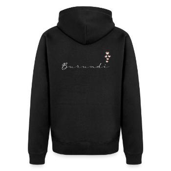 Burundi - Unisex Premium Bio Zip Hoodie - Schwarz - Hinten - Nico (187cm)