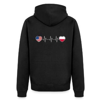 Polen - Unisex Premium Bio Zip Hoodie - Schwarz - Hinten - Nico (187cm)