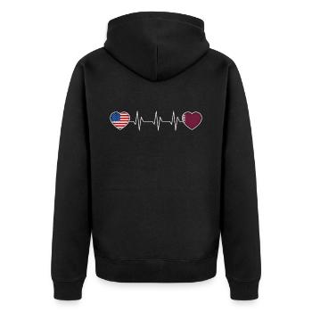 Katar - Unisex Premium Bio Zip Hoodie - Schwarz - Hinten - Nico (187cm)