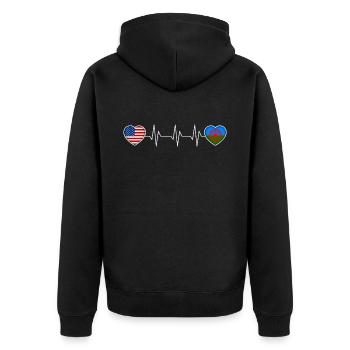 Roma - Unisex Premium Organic Zip Hoodie - black - Back - Nico (187cm)