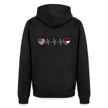 Palästina - Unisex Premium Bio Zip Hoodie - Schwarz - Hinten - Nico (187cm)