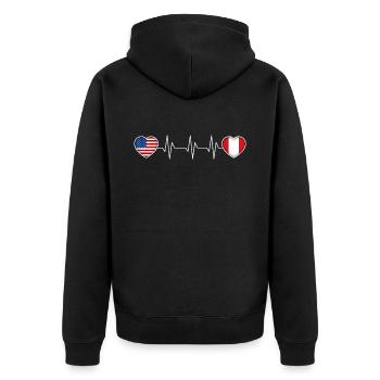 Peru - Unisex Premium Bio Zip Hoodie - Schwarz - Hinten - Nico (187cm)