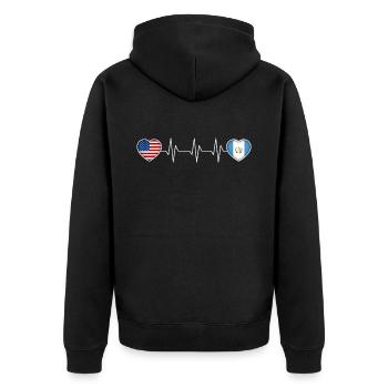 Guatemala - Unisex Premium Organic Zip Hoodie - black - Back - Nico (187cm)