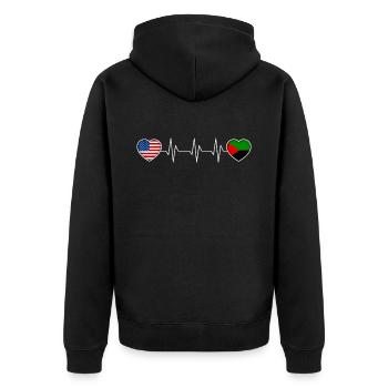 Martinique - Unisex Premium Bio Zip Hoodie - Schwarz - Hinten - Nico (187cm)
