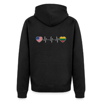 Lithuania - Unisex Premium Organic Zip Hoodie - black - Back - Nico (187cm)