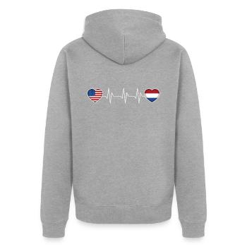 Antilles néerlandaises - Veste à capuche bio Premium Unisexe - gris chiné - Dos - Nico (187cm)