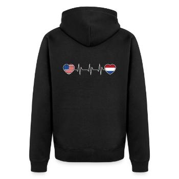 Netherlands - Unisex Premium Organic Zip Hoodie - black - Back - Nico (187cm)