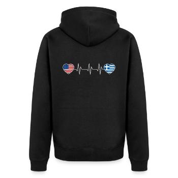 Griechenland - Unisex Premium Bio Zip Hoodie - Schwarz - Hinten - Nico (187cm)