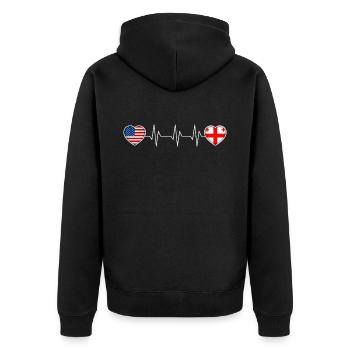 Georgien - Unisex Premium Bio Zip Hoodie - Schwarz - Hinten - Nico (187cm)