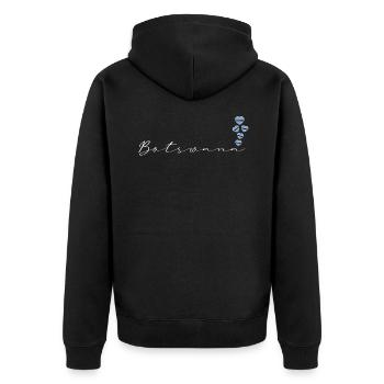 Botswana - Unisex Premium Bio Zip Hoodie - Schwarz - Hinten - Nico (187cm)