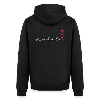Lakota - Unisex Premium Organic Zip Hoodie - black - Back - Nico (187cm)