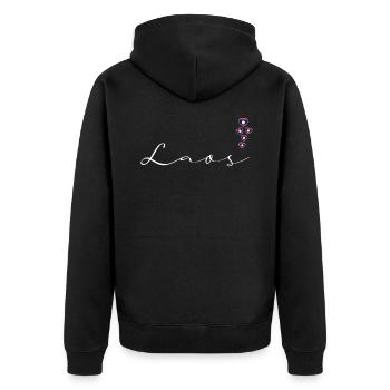 Laos - Unisex Premium Bio Zip Hoodie - Schwarz - Hinten - Nico (187cm)