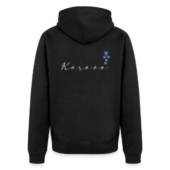 Kosovo (en anglais) - Veste à capuche bio Premium Unisexe - noir - Dos - Nico (187cm)