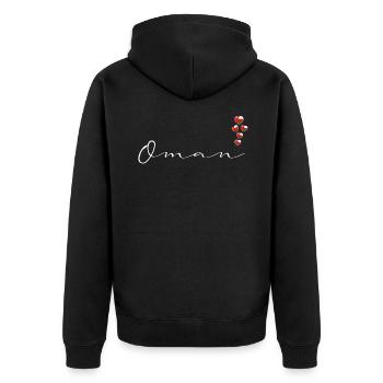 Oman - Unisex Premium Organic Zip Hoodie - black - Back - Nico (187cm)