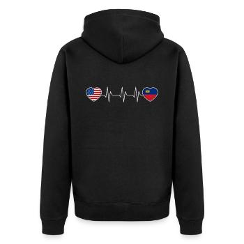 Liechtenstein - Unisex Premium Bio Zip Hoodie - Schwarz - Hinten - Nico (187cm)