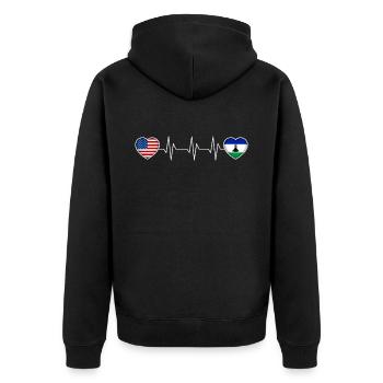 Lesotho - Unisex Premium Bio Zip Hoodie - Schwarz - Hinten - Nico (187cm)