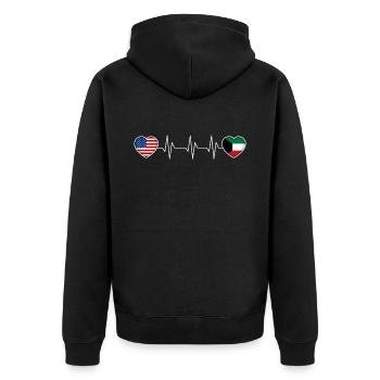 Kuwait - Unisex Premium Bio Zip Hoodie - Schwarz - Hinten - Nico (187cm)
