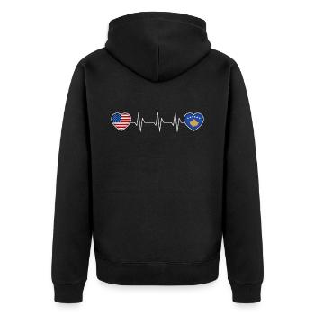 Kosovo - Unisex Premium Bio Zip Hoodie - Schwarz - Hinten - Nico (187cm)