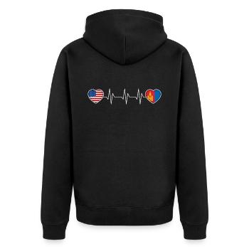 Mongolia - Unisex Premium Organic Zip Hoodie - black - Back - Nico (187cm)