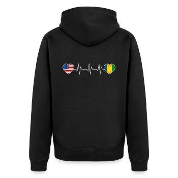 Ogoni - Unisex Premium Bio Zip Hoodie - Schwarz - Hinten - Nico (187cm)