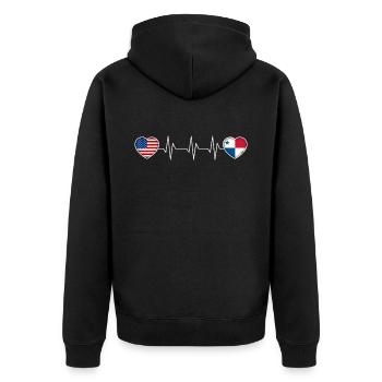 Panama - Unisex Premium Bio Zip Hoodie - Schwarz - Hinten - Nico (187cm)