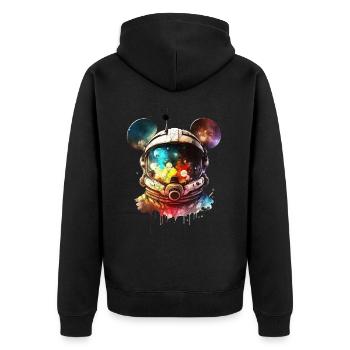 Astronaut Maus, Helm, Raumanzug, Weltraum, Space - Unisex Premium Bio Zip Hoodie - Schwarz - Hinten - Nico (187cm)