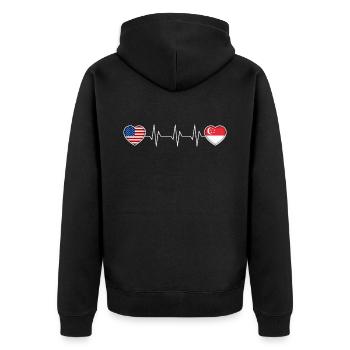 Singapur - Unisex Premium Bio Zip Hoodie - Schwarz - Hinten - Nico (187cm)