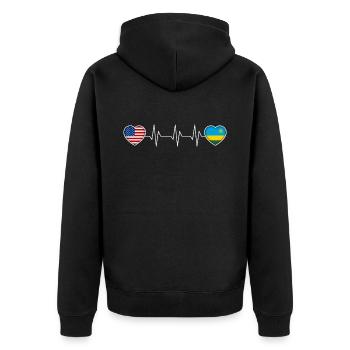 Ruanda - Unisex Premium Bio Zip Hoodie - Schwarz - Hinten - Nico (187cm)