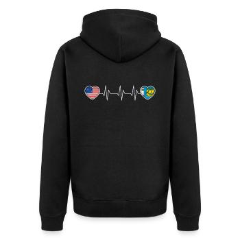 St. Pierre und Miquelon - Unisex Premium Bio Zip Hoodie - Schwarz - Hinten - Nico (187cm)