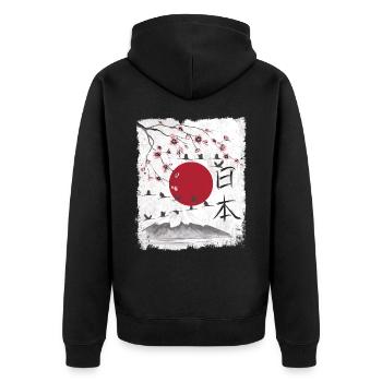 Japon esthétique paysage art japonais - Veste à capuche bio Premium Unisexe - noir - Dos - Nico (187cm)